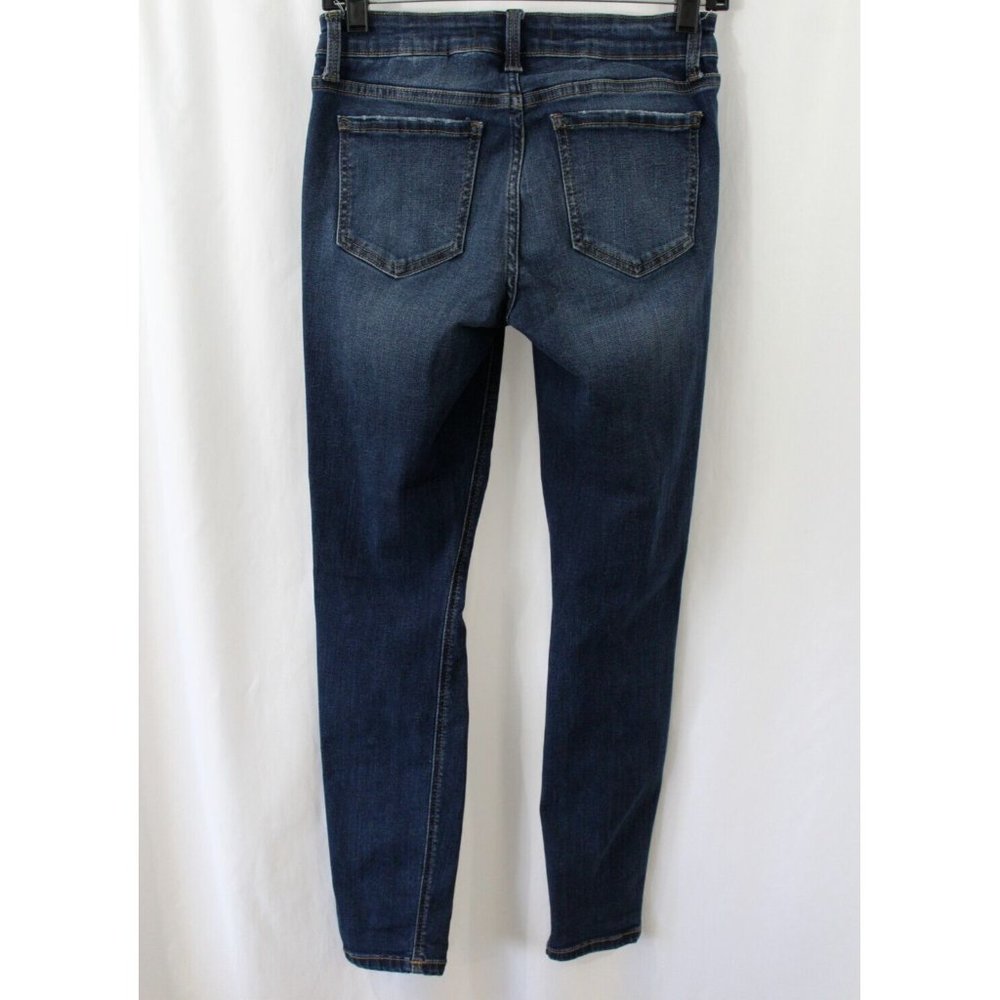 Eunina Womens Juniors Dark Wash Distressed Jude Mid Rise Skinny Ankle Jeans 3 - Picture 5 of 6